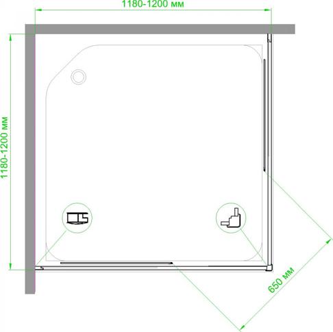 Душевой уголок Royal Bath 120x120 RB1212HPD-T-BL, профиль черный стекло прозрачное