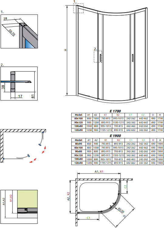 Душевой уголок 120х90 см Radaway Premium Plus E 120x90 30493-01-06N стекло фабрик