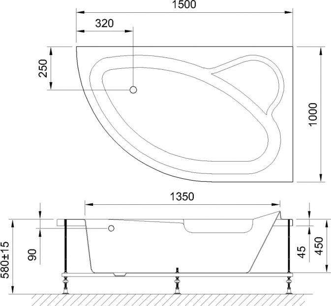 Акриловая ванна Royal Bath Alpine De Luxe 150х100 см RB819100DL-R с гидромассажем