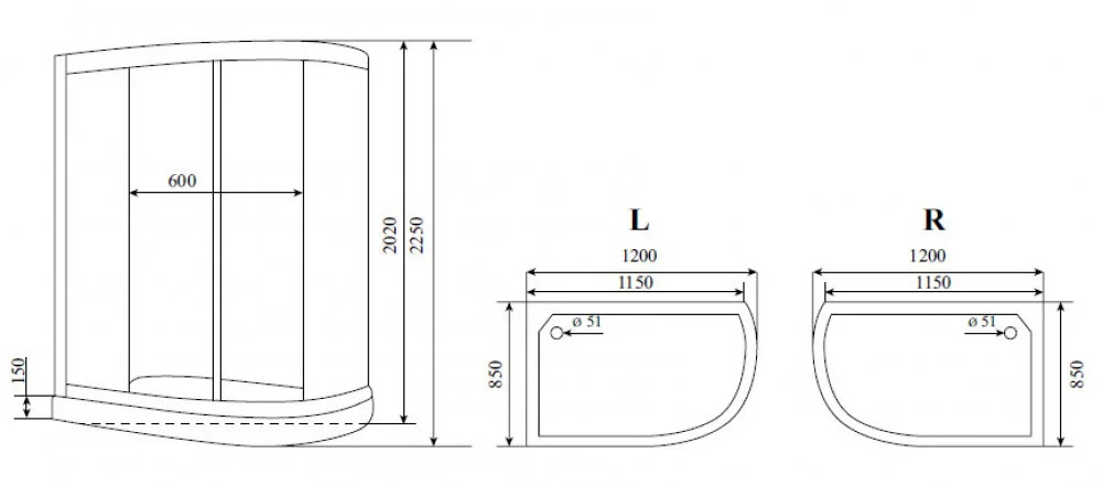 Душевая кабина Timo Standart Т-6602 S L