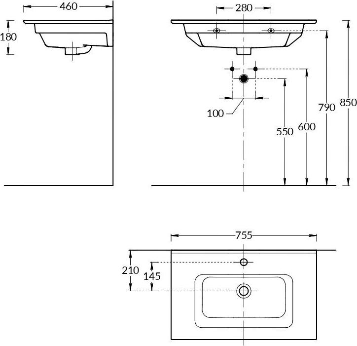 Раковина Kerama Marazzi Piano PI.wb.75, белый