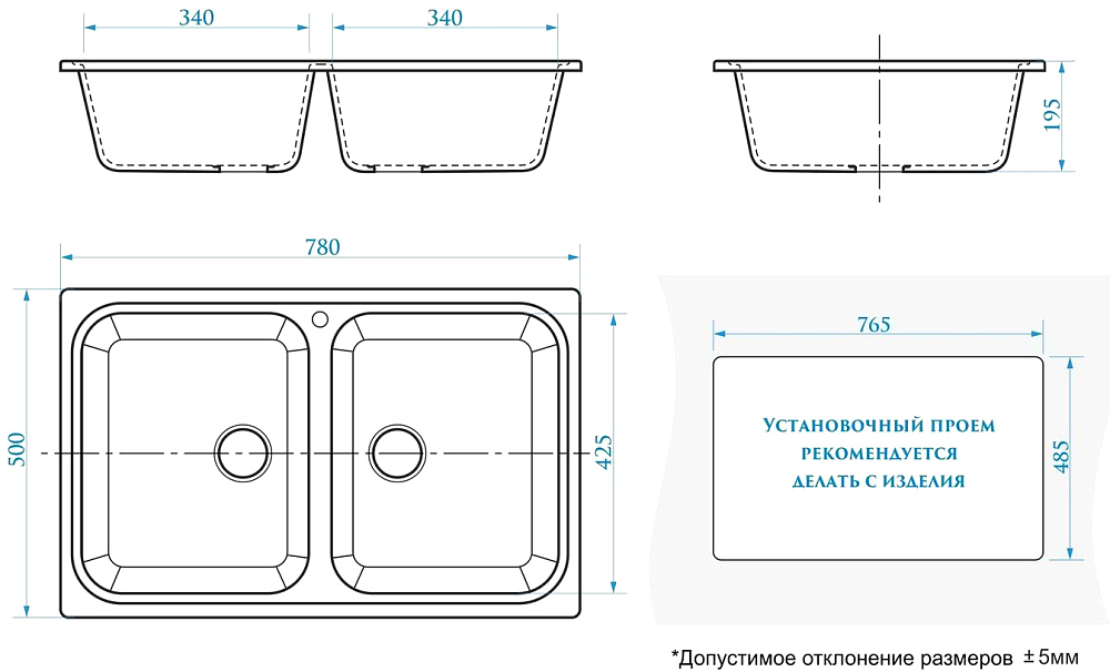 Мойка кухонная Domaci Болонья М-20-005 серая