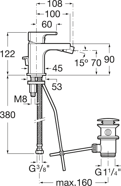 Смеситель для биде Roca L90 5A6A01C00