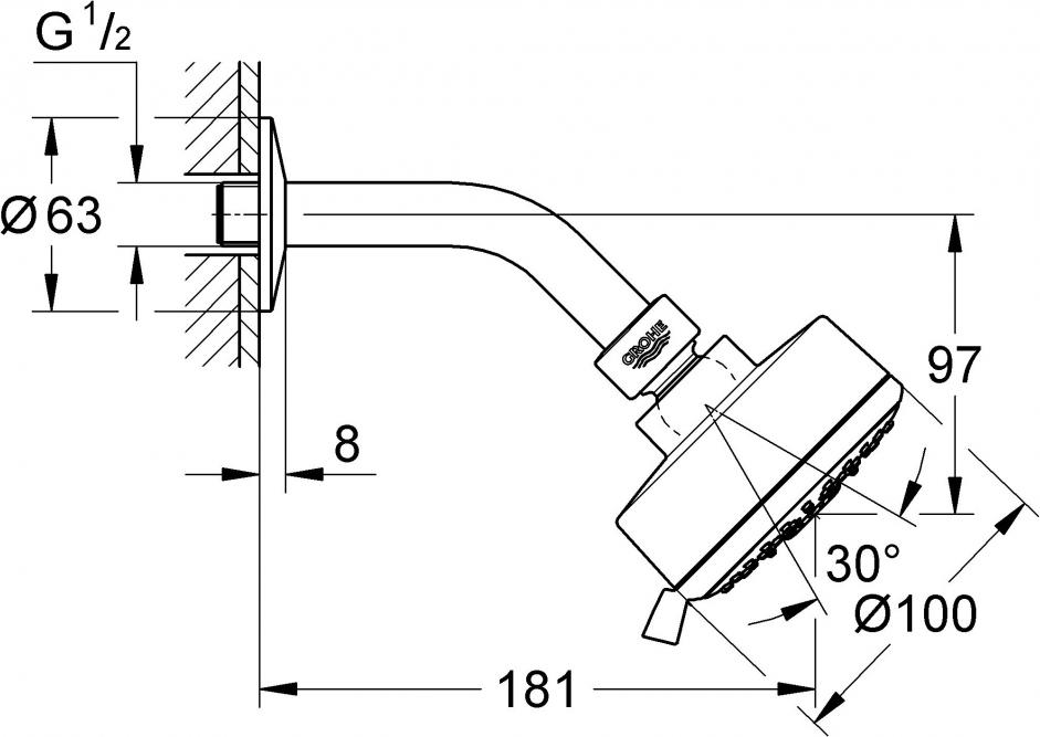 Верхний душ Grohe New Tempesta Cosmopolitan 100 27869000