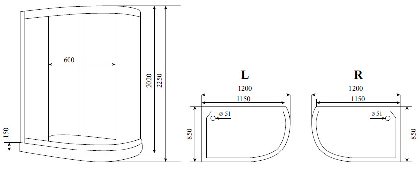 Кабина душевая Timo Standart T-1102L