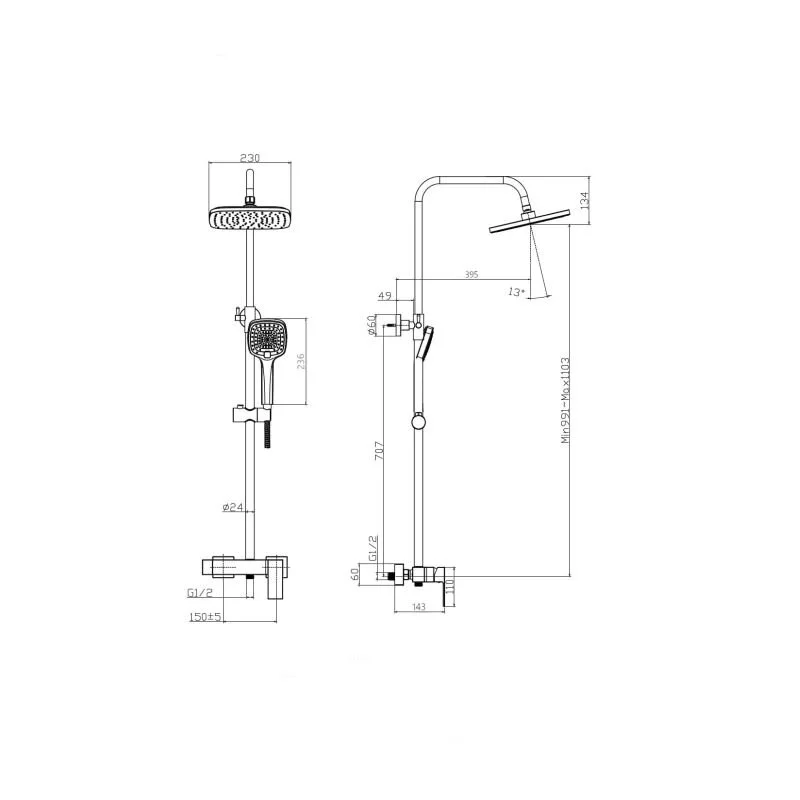 Душевая система Rush Thira TR3635-40 хром