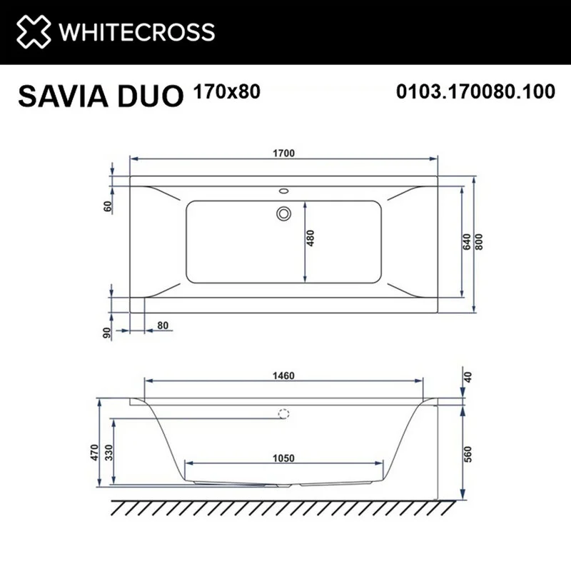 Акриловая ванна Whitecross Savia Duo 0103.170080.100.SMART.BR белый