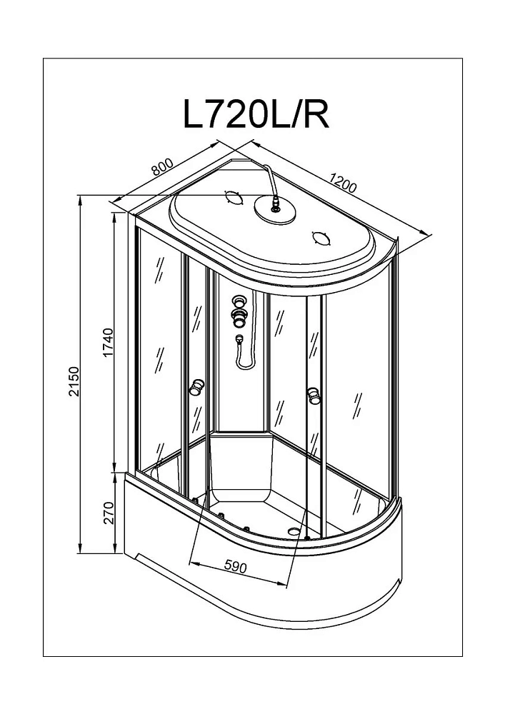 Душевая кабина Deto L L720L