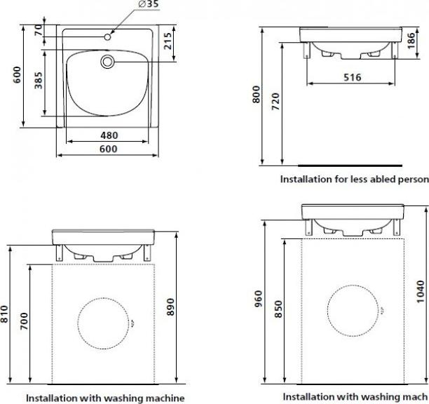 Раковина 60 см Ideal Standard Ecco W407301