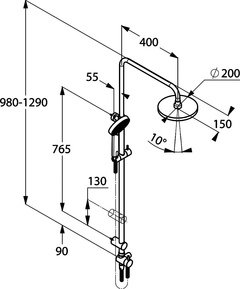 Душевая стойка Kludi Zenta dual shower system 6609105-00