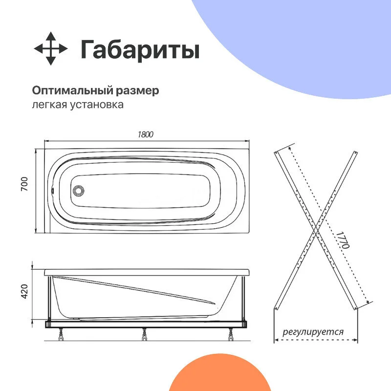 Акриловая ванна Diwo Кострома Щ0000046592/Щ0000048582 белый