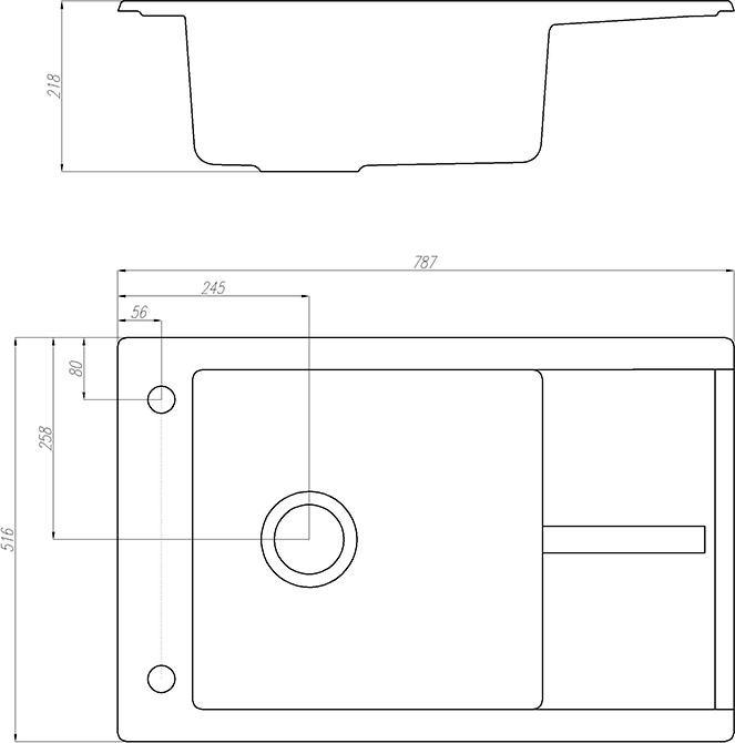 Кухонная мойка Aquaton Делия 78 1A715132DE230, серый