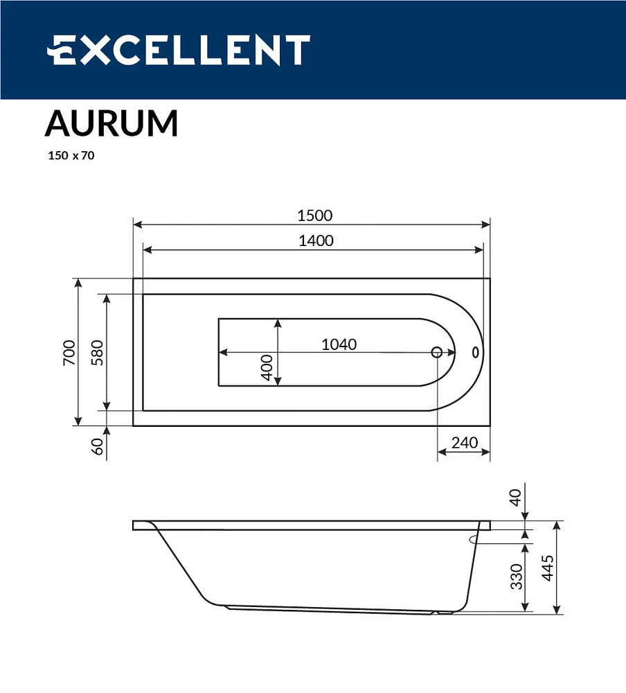 Акриловая ванна Excellent AURUM WAEX.AUR15WH белый