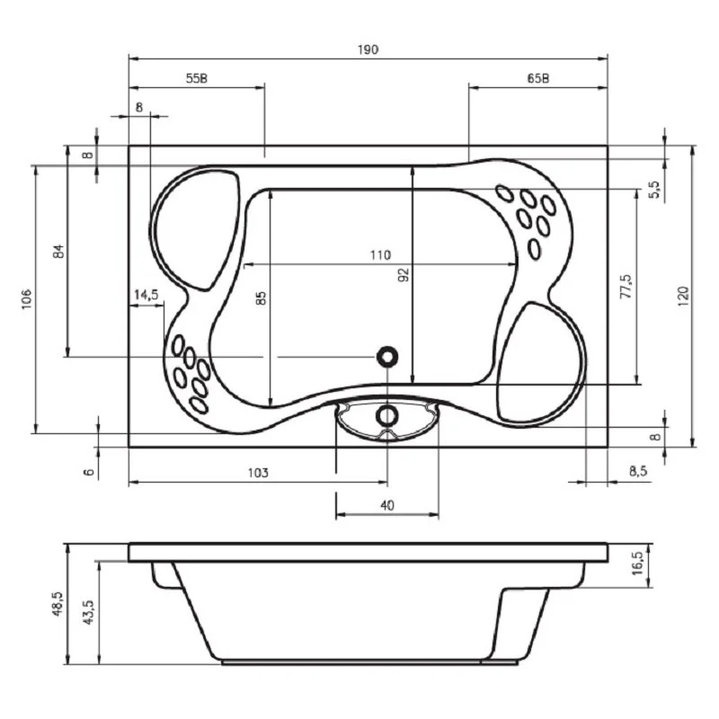 Акриловая ванна Riho Thermae Line BZ42 белый