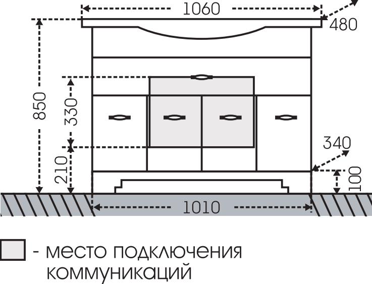 Тумба с раковиной СанТа Монарх 105/2