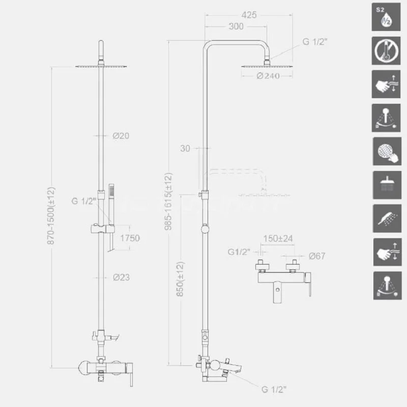 Душевая система Ramon Soler Drako 3355RP240 хром