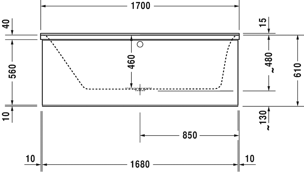 Акриловая ванна Duravit P3 Comforts 170x70 700373 с ножками 790100