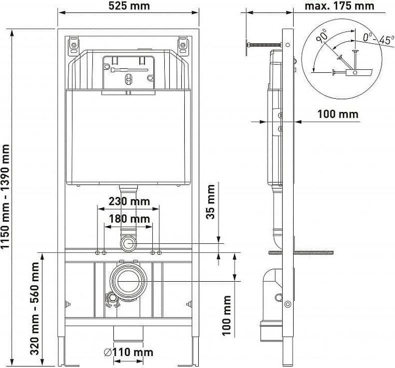 Комплект инсталляция с подвесным унитазом Berges Wasserhaus Novum 042448 с сиденьем микролифт и клавишей смыва хром глянец