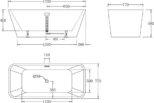 Акриловая ванна BelBagno 170х80 BB60-1700-800