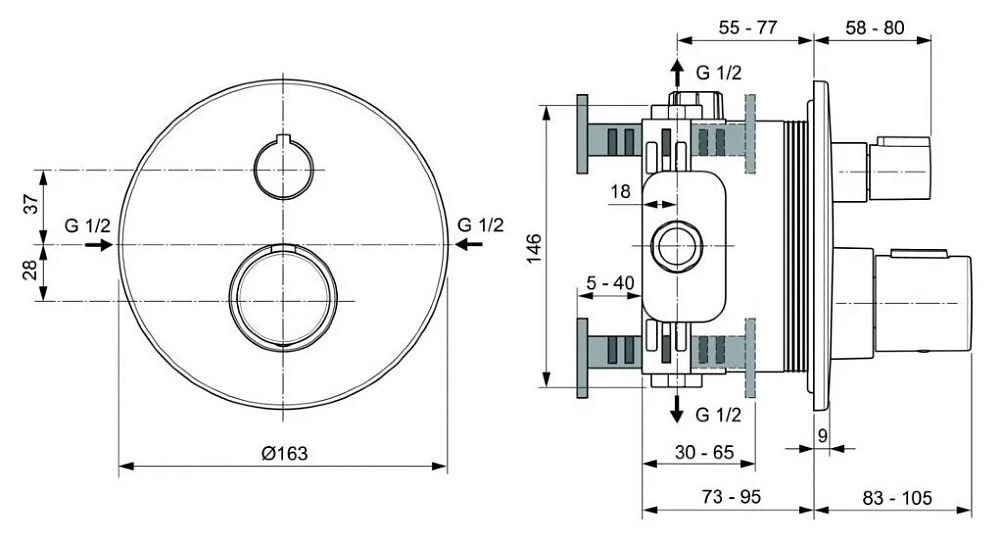 Смеситель для душа Ideal Standard Ceratherm A5813A5 черный