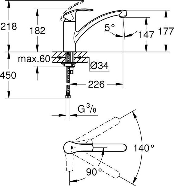 Смеситель Grohe Eurosmart 30260002 для кухонной мойки