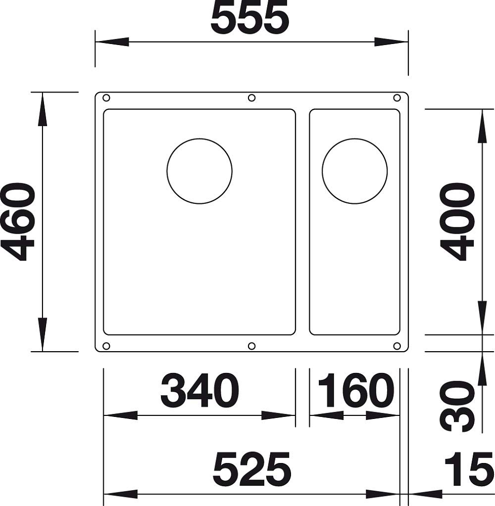 Кухонная мойка Blanco Subline 340/160-U 525985 (чаша слева) чёрный