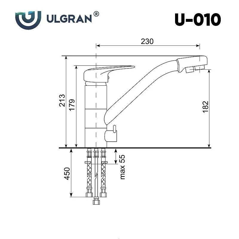 Смеситель для кухни Ulgran U-010 U-010-307 коричневый