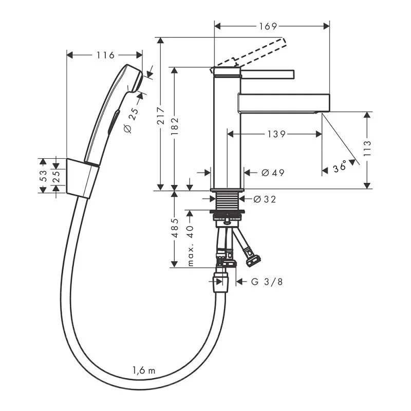 Смеситель для раковины Hansgrohe Finoris 76210670 черный