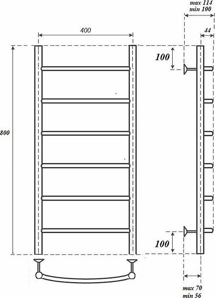 Полотенцесушитель электрический Point PN04148E П6 400x800 левый/правый, хром