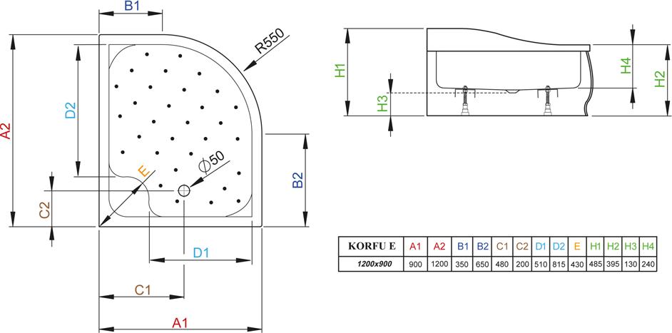 Поддон для душа Radaway Korfu E 120x90 L