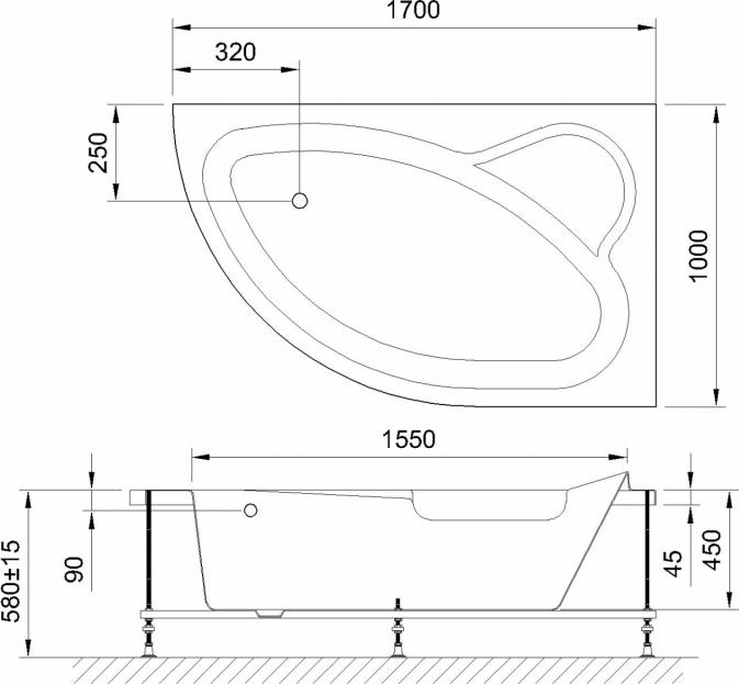 Акриловая ванна Royal Bath Alpine Standart 170х100 см RB819102ST-R с гидромассажем