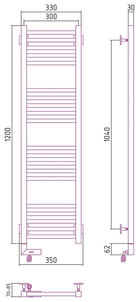 Полотенцесушитель электрический Сунержа Модус 2.0 051-5600-1230 золото