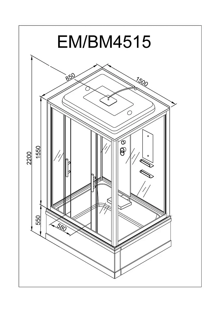 Душевая кабина Deto Em EM4517GM+EL