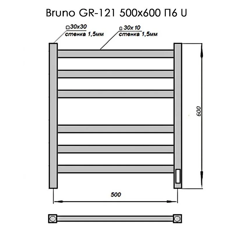 Полотенцесушитель электрический Grois Bruno GR-121 50/60 П6 9003 U белый