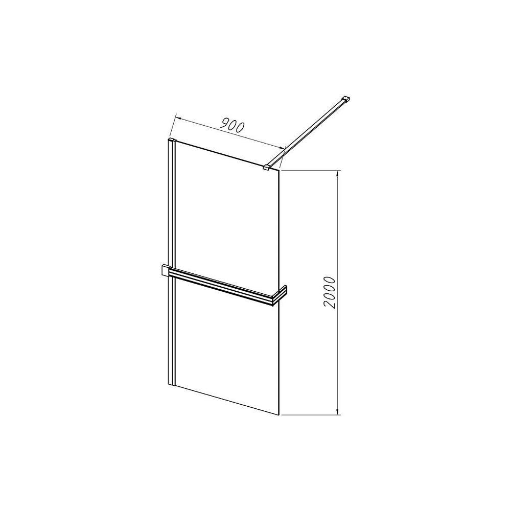 Душевая перегородка Vincea Walk-In HR VSW-4HR900CGB 90 см, черный, стекло тонированное