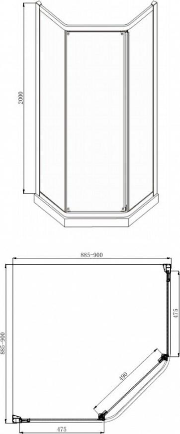 Душевой уголок 90х90 см Bravat Line BS090.6115A, стекло прозрачное