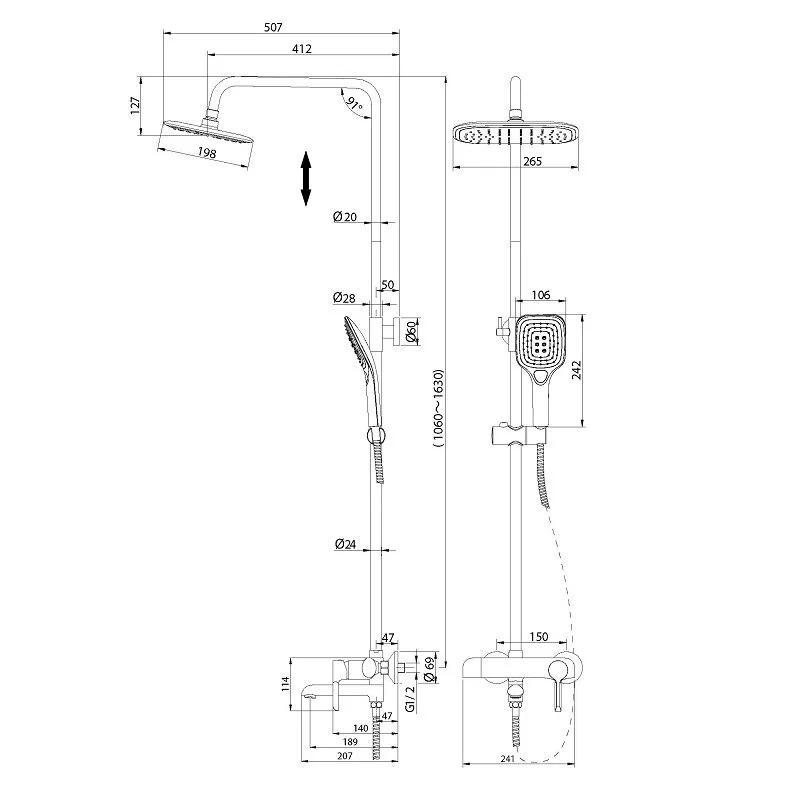 Душевая система Grossman Alba 500.K35.06.100/000 хром, белый