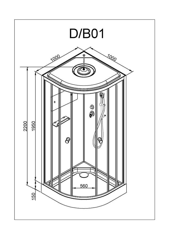 Душевая кабина Deto D D01SLED