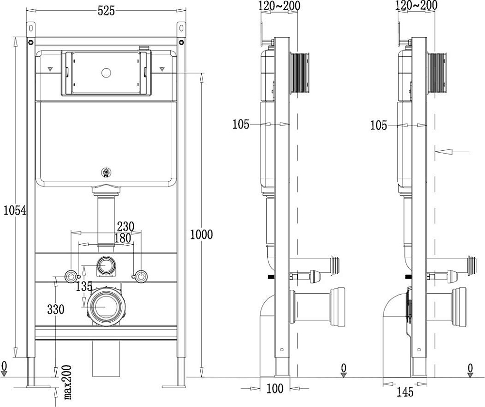 Система инсталляции Point Элемент PN45120 + Клавиша смыва Point Виктория черная PN44061BC + Унитаз Point Меркурий графит PN41831GM