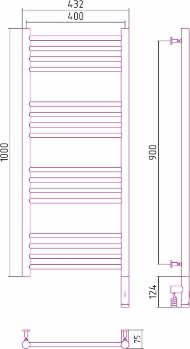 Полотенцесушитель электрический Сунержа Богема 3.0 1000x400 00-5805-1040 МЭМ правый, хром