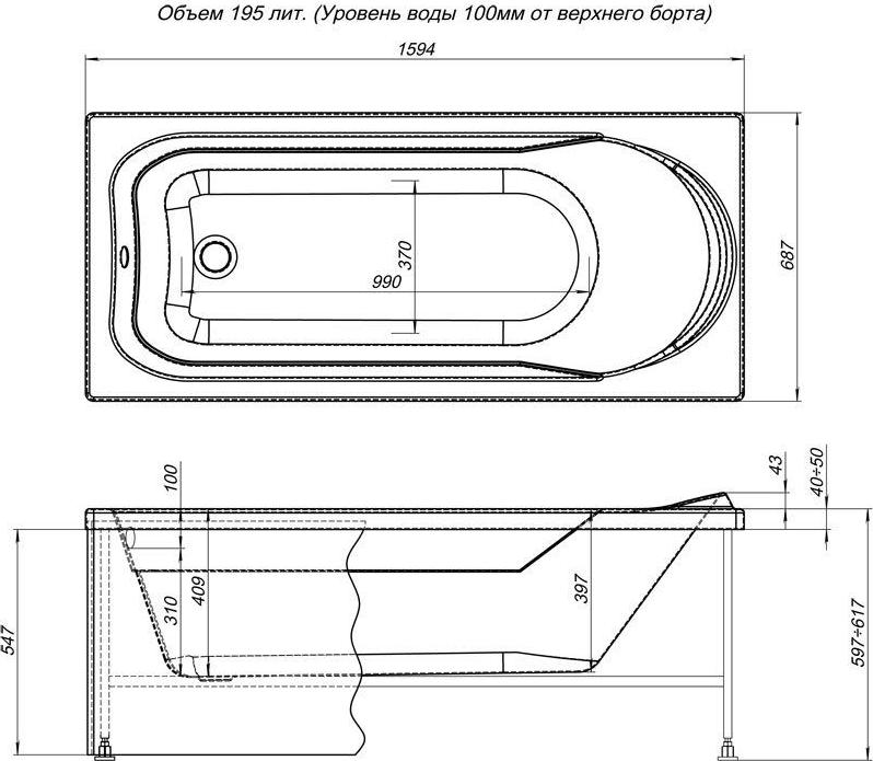 Фронтальная панель для ванны Aquanet West/Nord/Roma 160