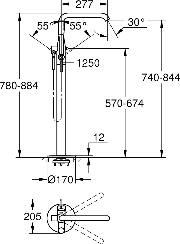 Смеситель для ванны Grohe Essence 23491001