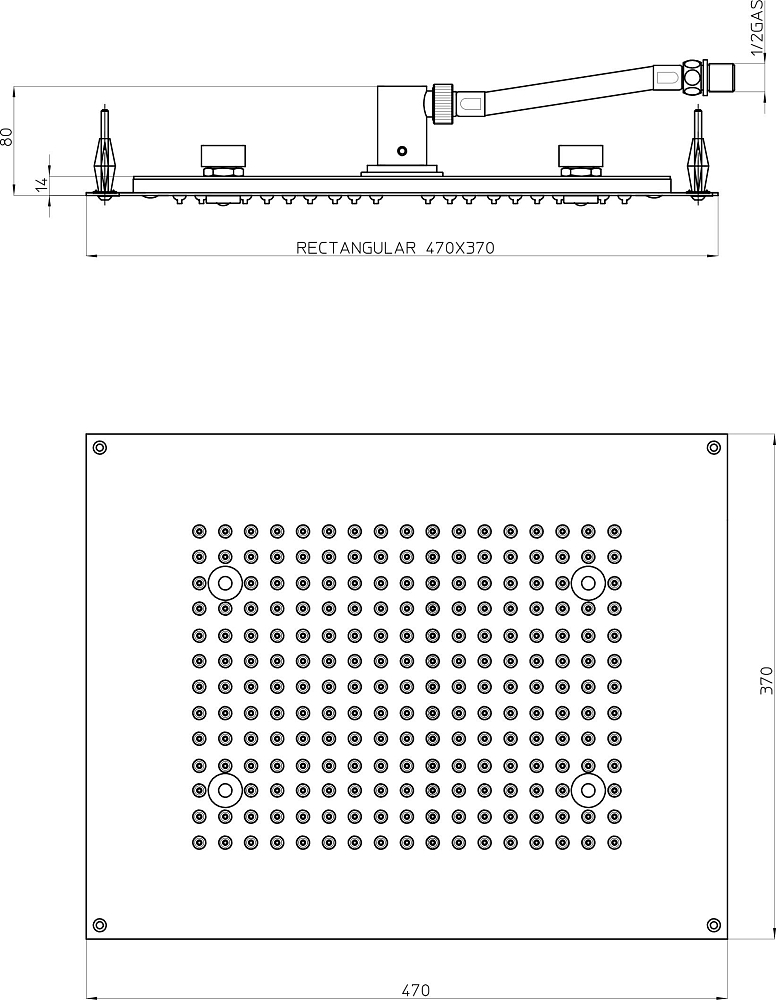 Верхний душ Bossini DREAM - Rectangular Light H37450 CR с хромотерапией