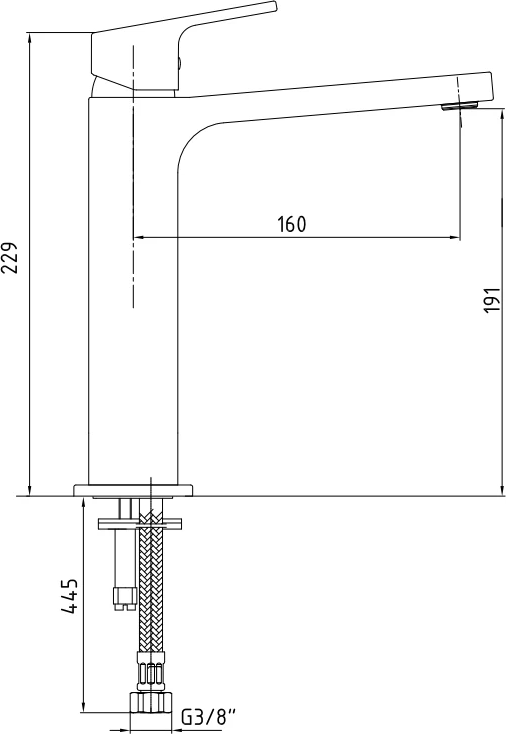 Смеситель для раковины E.C.A. Tiera 102188003C1EX, черный матовый