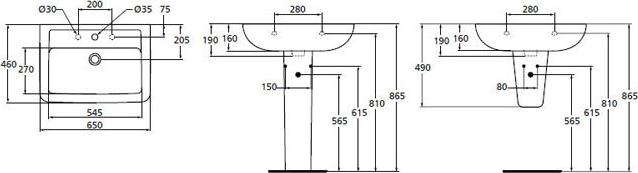 Раковина 65 см Ideal Standard Eurovit V303001, белый