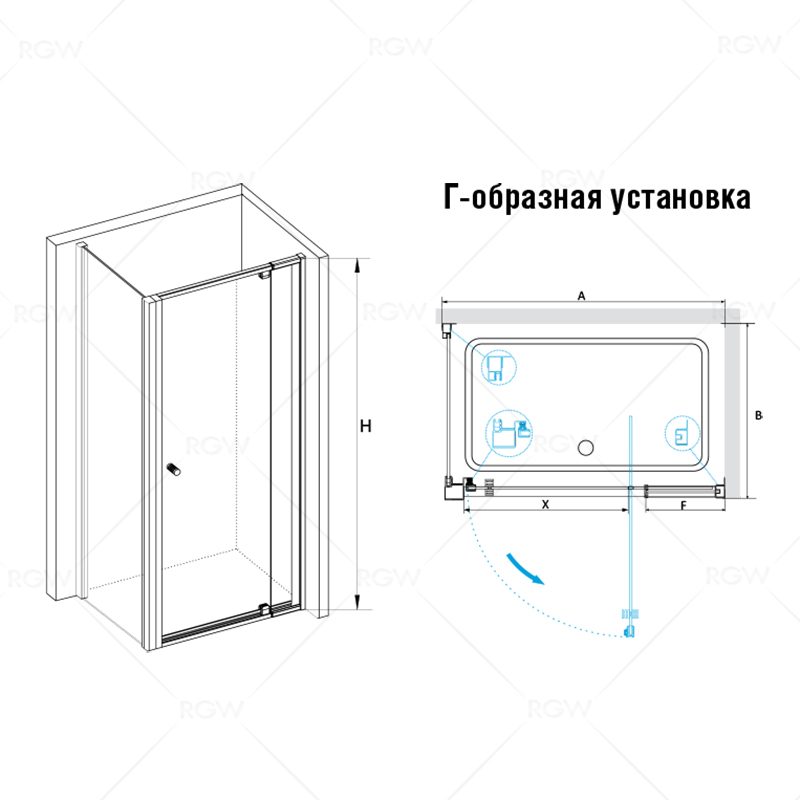 Душевой уголок RGW Passage 41083288-014 стекло прозрачное, профиль черный