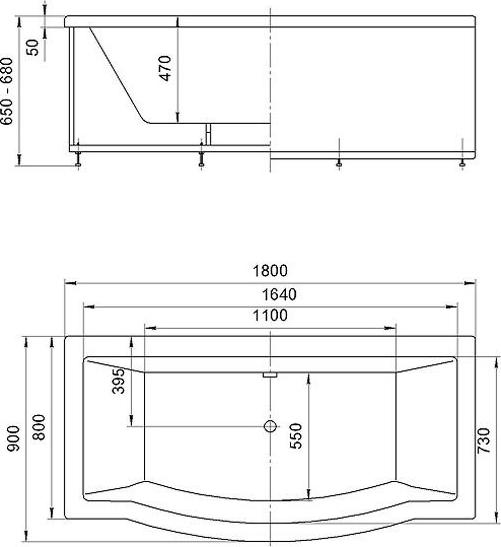 Акриловая ванна Aquatek Гелиос 180x90 см GEL180-0000085, белый