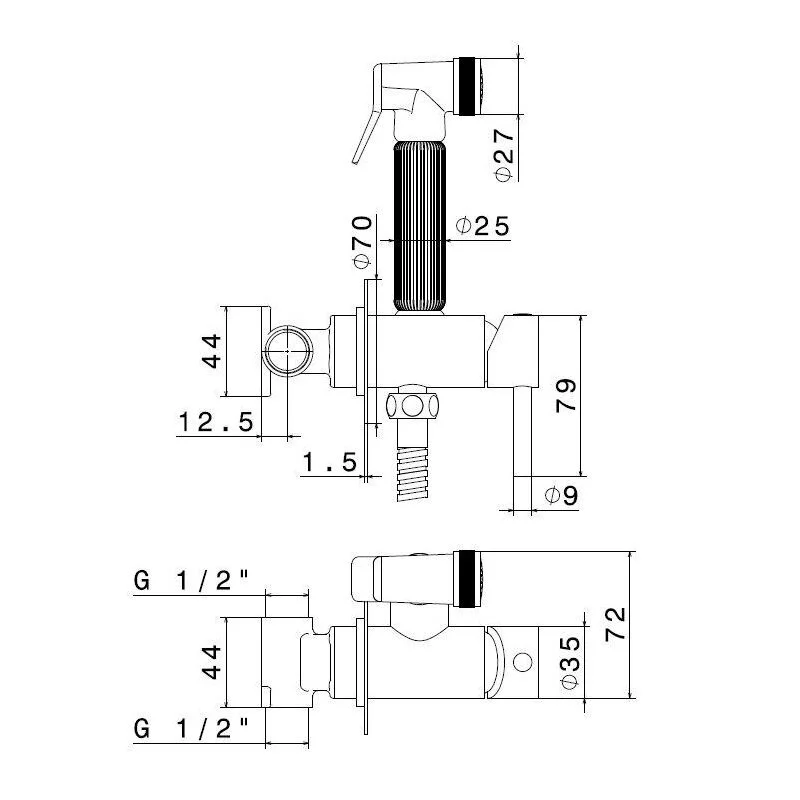 Душ гигиенический Kerama Marazzi Muse 27721KM.21.018 хром