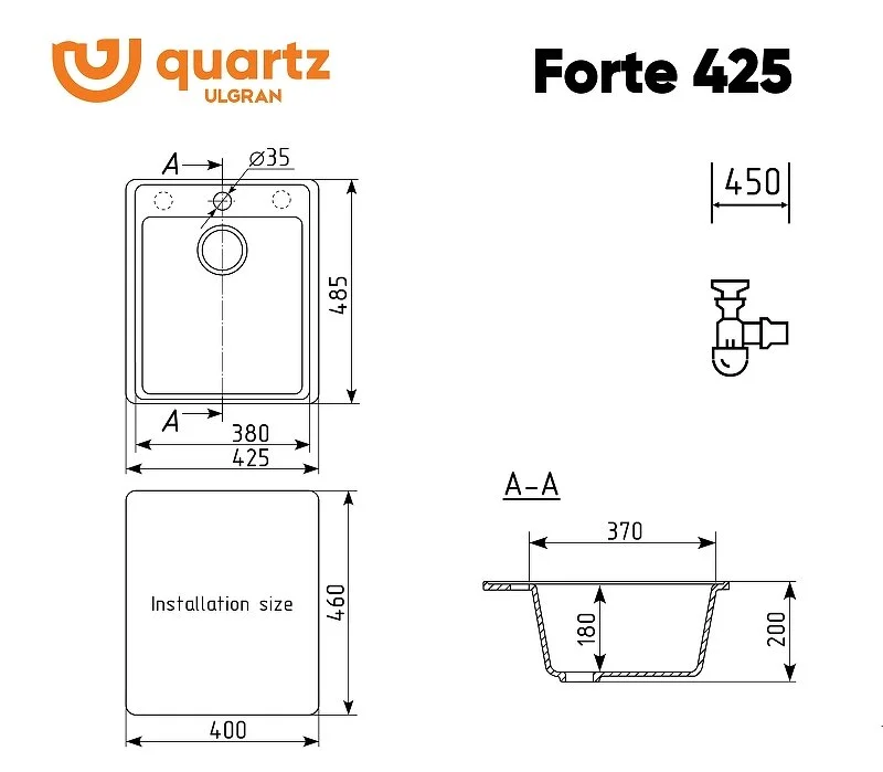 Кухонная мойка Ulgran Quartz Forte Forte 425-01 белый