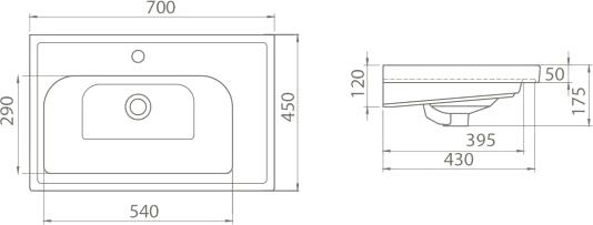 Мебельная раковина Smile CeraStyle Frame 70